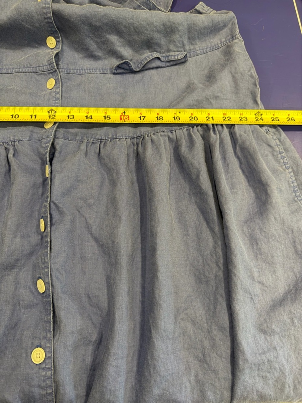 Vintage Eddie Bauer XXL linen blend Blue button maxi dress pockets 90s teacher - Picture 10 of 12